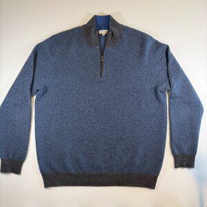 KINROSS 100% Cashmere 1/4 Zip Pullover Sweater Blue Gray XL